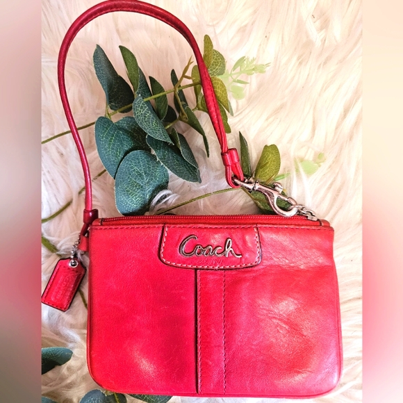 Coach Handbags - Coach Red Leather Wristlet